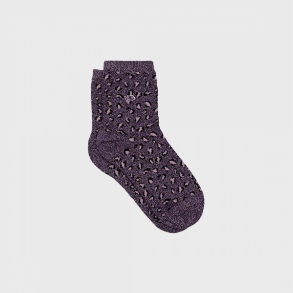 Chaussettes Léopard - Prune en coton peigné