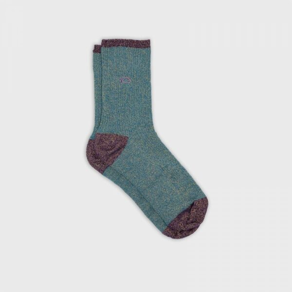 Chaussettes Vintage - Bleu canard en coton peigné