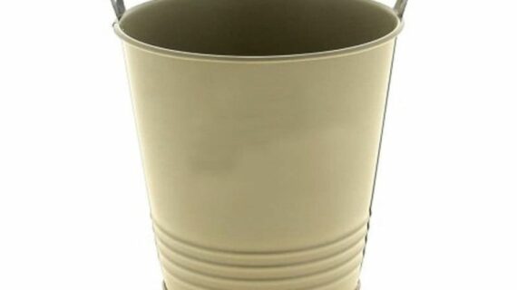 Cache-pot en zinc avec anse - Yvana - Taupe