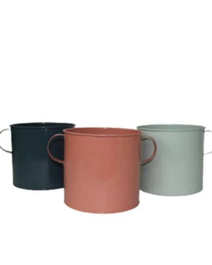 Cache-pot rond en zinc anses - Hilla