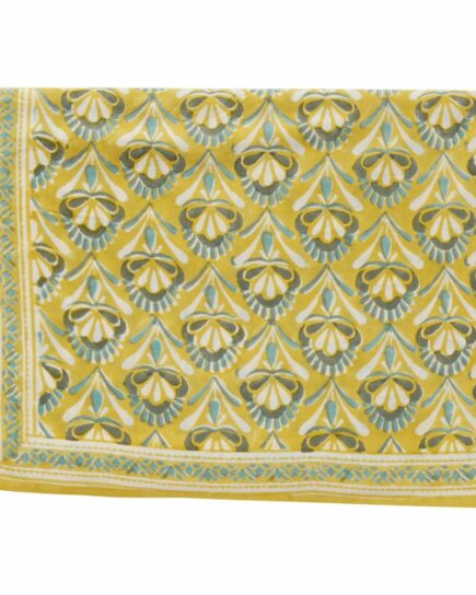 Nappe indienne à imprimé floral des années 70 Banane
