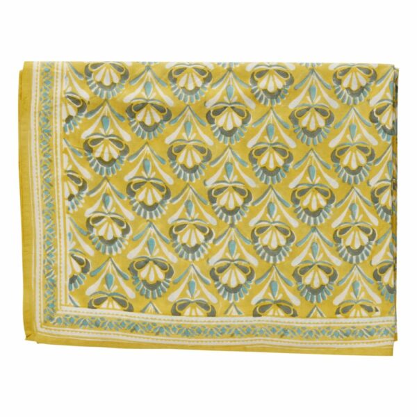 Nappe indienne à imprimé floral des années 70 Banane