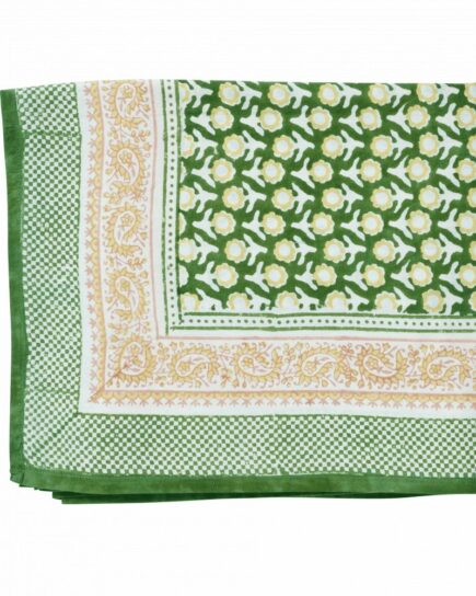Nappe à motif floral indien Isha verte