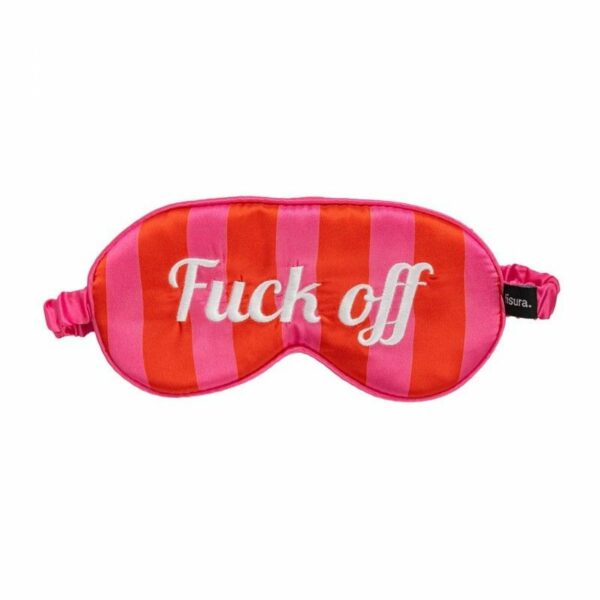 Masque de nuit « Fuck off » rayures rouges et roses