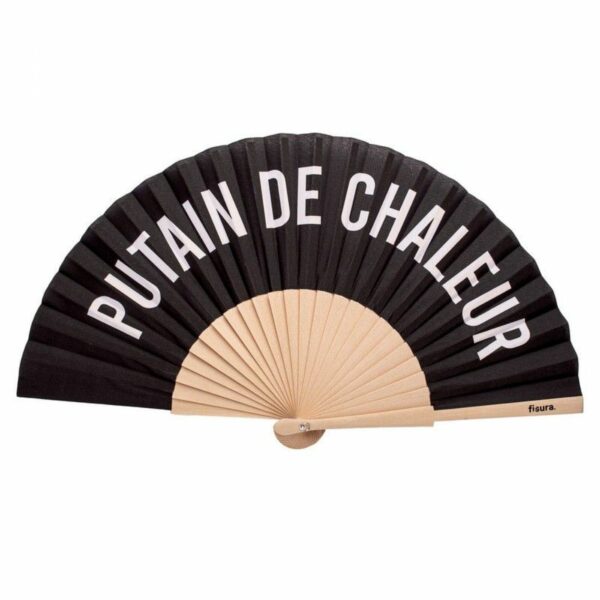 Éventail « Putain de chaleur » noir