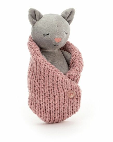 Peluche Chat dans sa couverture