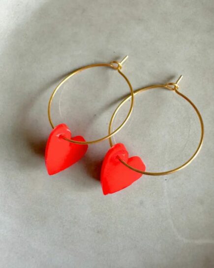 Boucles d'oreilles créoles Lume Charms - Cœur Rouge