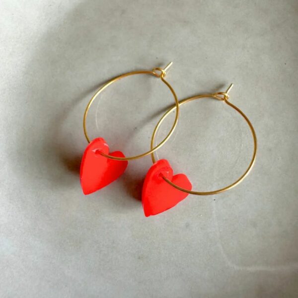 Boucles d'oreilles créoles Lume Charms - Cœur Rouge