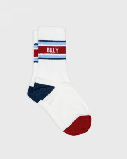 Chaussettes rétro - Blanc, rayé rouge et bleu