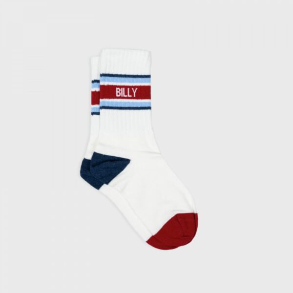 Chaussettes rétro - Blanc, rayé rouge et bleu