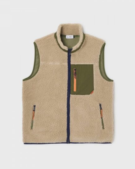 Veste sherpa mixte zippée sans manches - Naturel