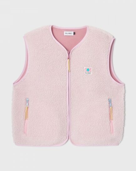 Veste sherpa femme zippée sans manches - Rose pâle