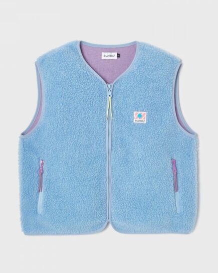 Veste sherpa femme zippée sans manches - Bleu