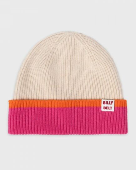 Bonnet en laine - Beige, rose et orange