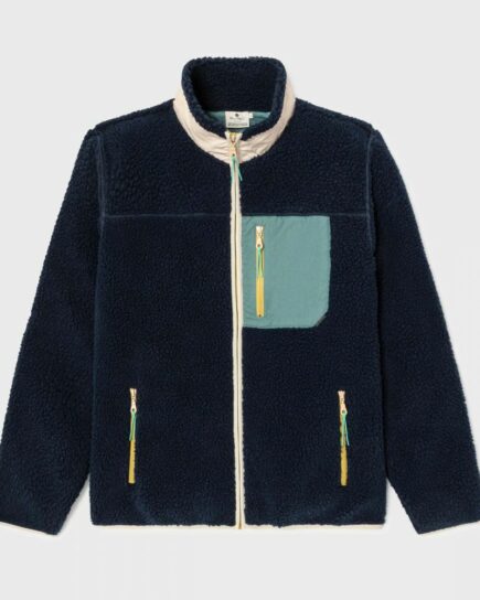 Veste sherpa mixte zippée - Marine et vert