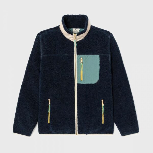 Veste sherpa mixte zippée - Marine et vert