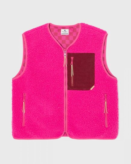 Veste sherpa femme zippée sans manches - Rose