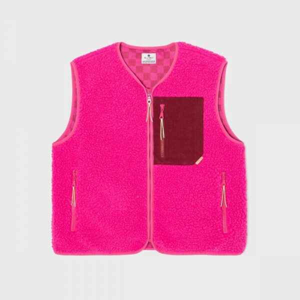 Veste sherpa femme zippée sans manches - Rose