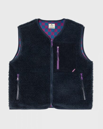 Veste sherpa femme zippée sans manches - Marine