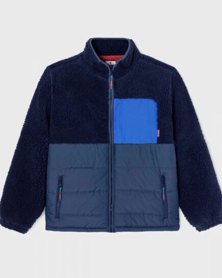 Veste bi-matières en sherpa - Marine