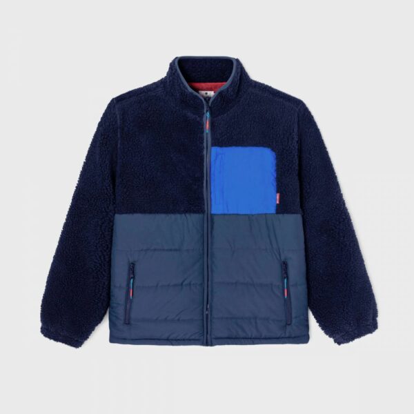 Veste bi-matières en sherpa - Marine