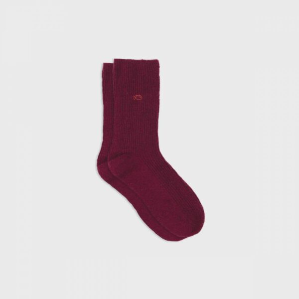 Chaussettes en laine avec angora - Bordeaux