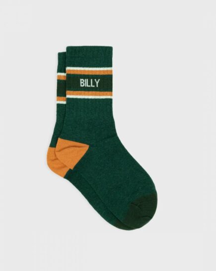 Chaussettes Retro - Vert, rayé orange et blanc en coton peigné