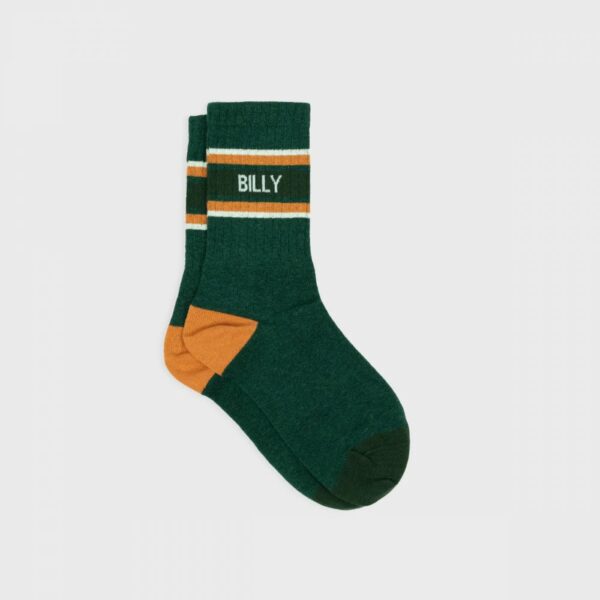 Chaussettes Retro - Vert, rayé orange et blanc en coton peigné
