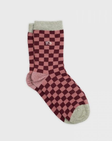 Chaussettes Carreaux - Bordeaux et rose