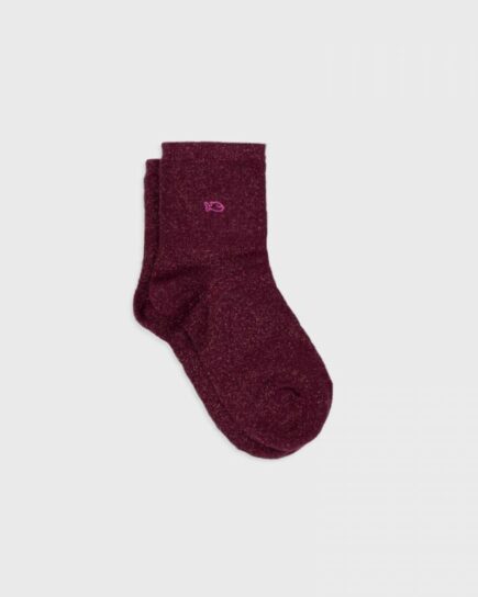 Chaussettes unies pailletées - Lie de vin