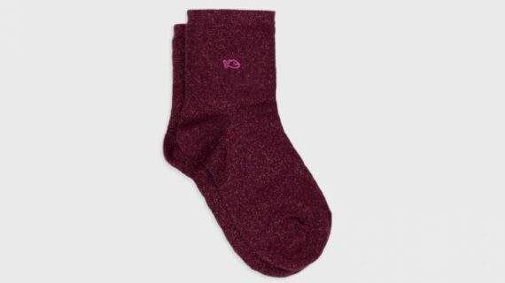 Chaussettes unies pailletées - Lie de vin