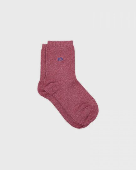 Chaussettes unies pailletées - Bois de rose