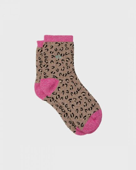 Chaussettes léopard pailletées - Camel