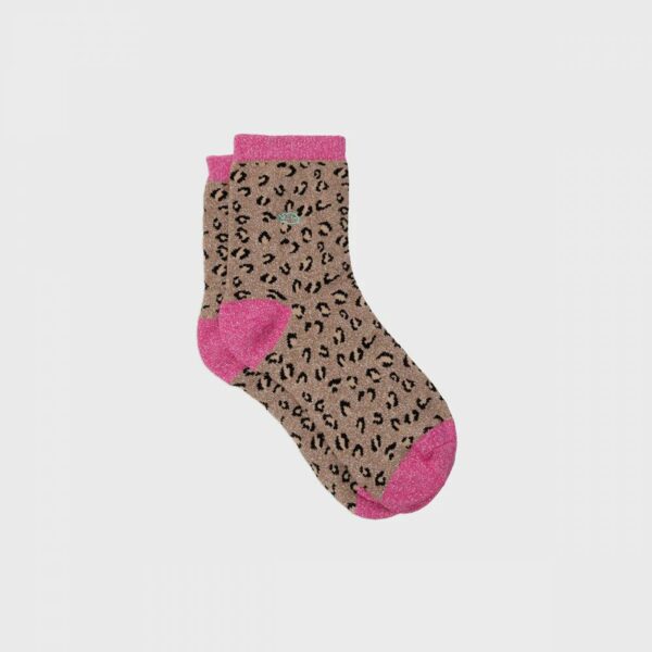 Chaussettes léopard pailletées - Camel