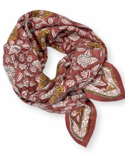 Big Foulard Latika "Coeur" - Bois de rose