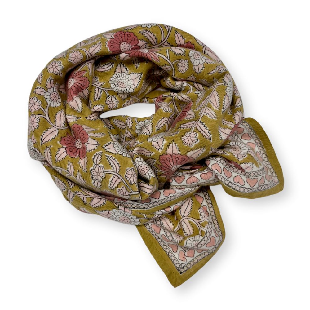 Big Foulard Latika "Coeur" - Curry