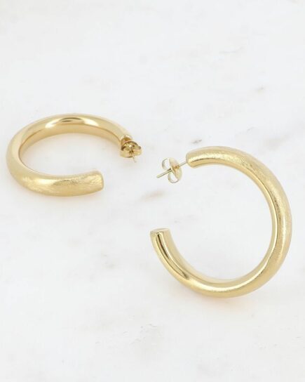 Créoles - grand anneau épais brossé 40mm - doré