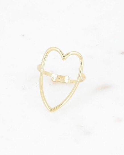 Bague - grand coeur ajouré - doré