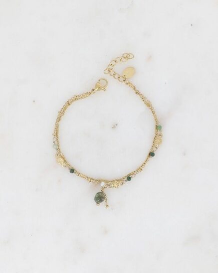 Bracelet 2 rangs - Jaspe vert
