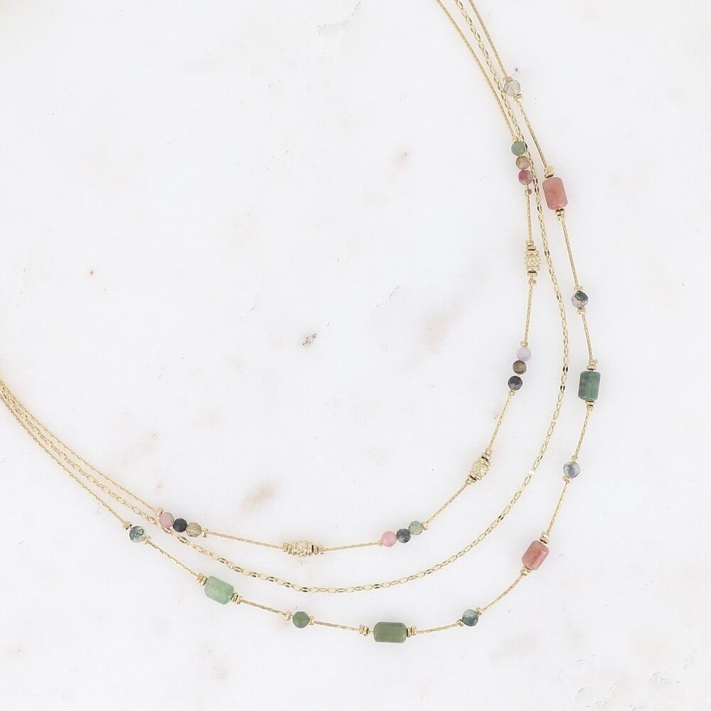 Collier Jamila - 3 mailles, café & serpent