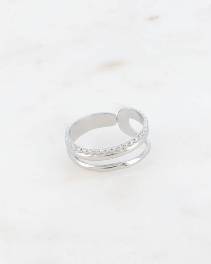 Bague - effet 3 rangs, milgrain, lisse et ondulé