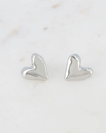 Boucles puces Sarai - coeur martelé - Argenté