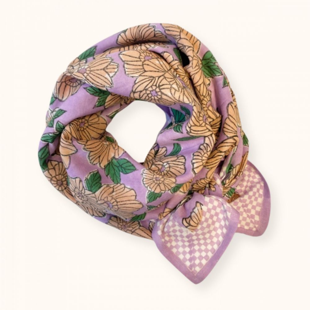 Big Foulard Latika "Bloom" - Lavande