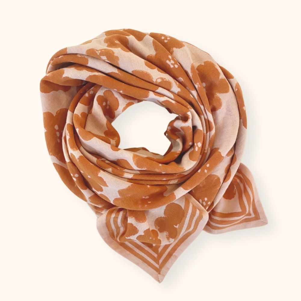 Big Foulard Latika "Flora Bold" - Orange