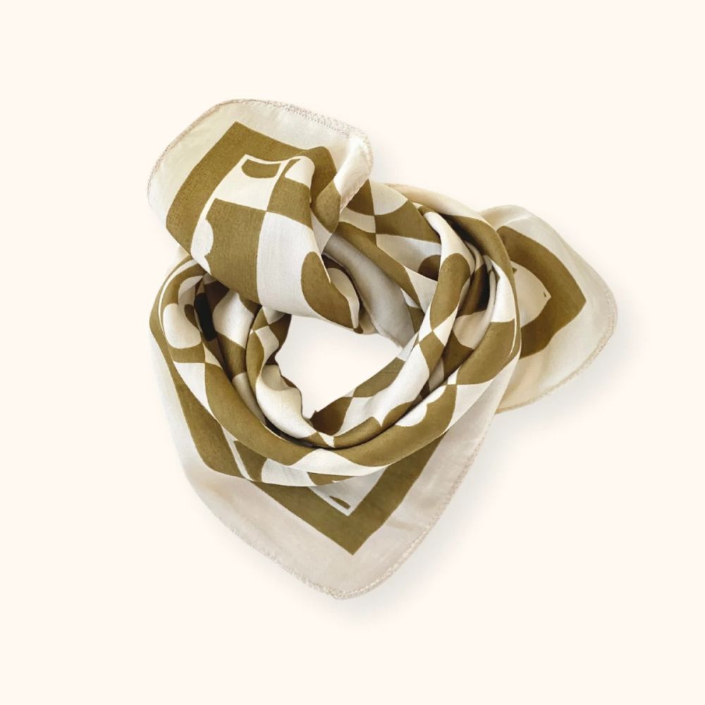 Small Foulard Vanika "Damier" - Tobacco