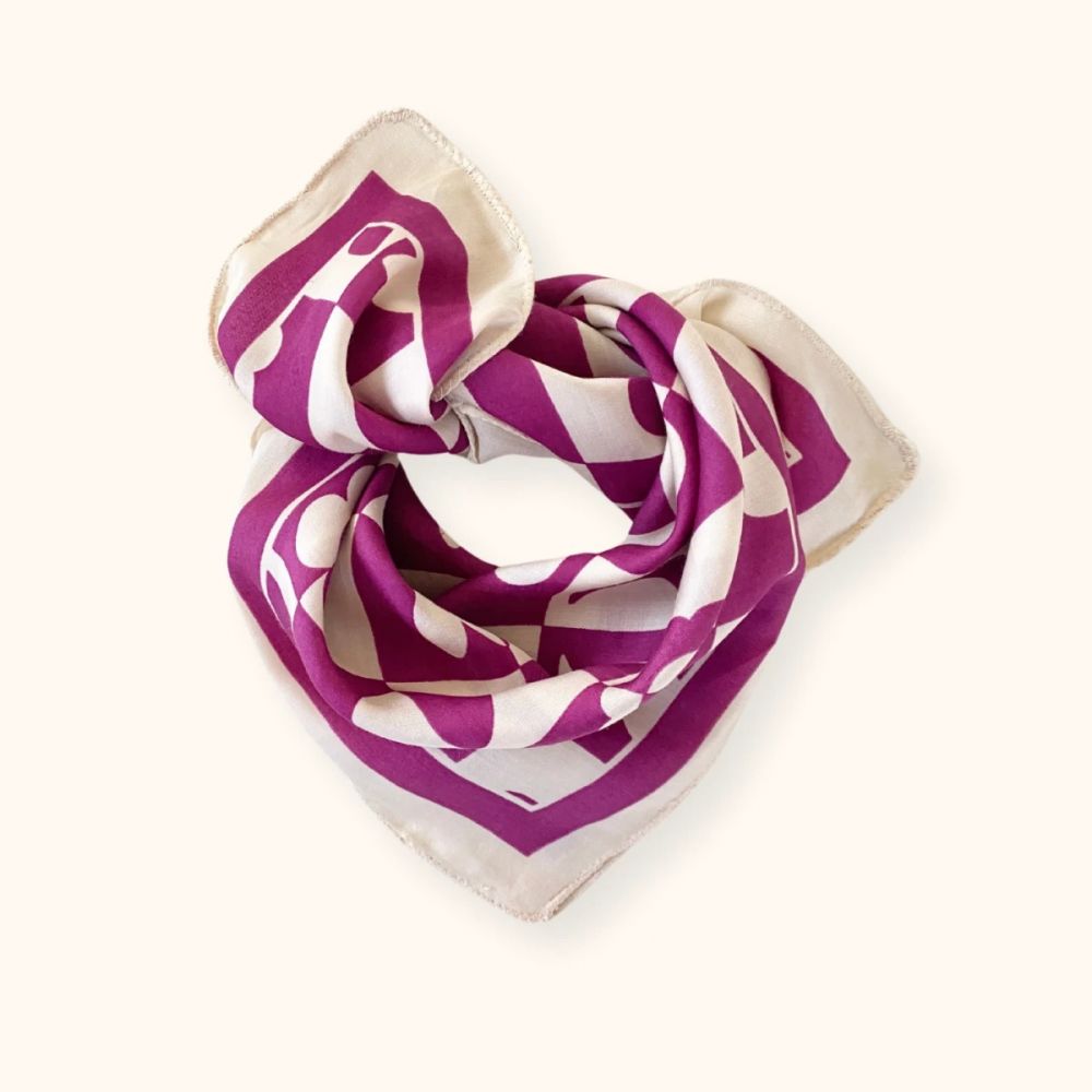 Small Foulard Vanika "Damier" - Fuchsia