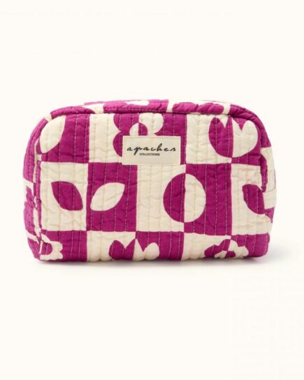 Small Trousse Gaya "Damier" - Fuchsia