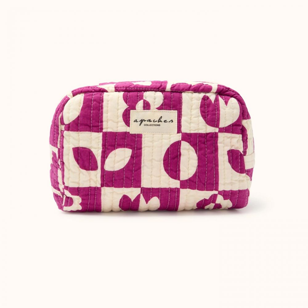 Small Trousse Gaya "Damier" - Fuchsia