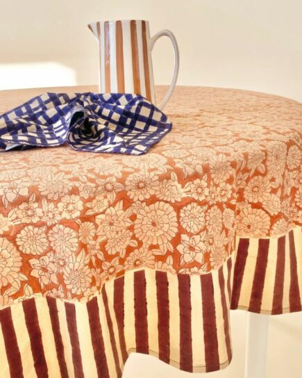 Nappe Ronde Deva "Flowers" - Camel