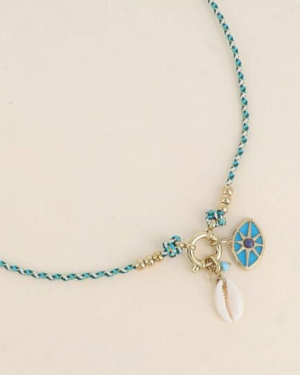 Collier sur cordon - fermoir bouée et breloques